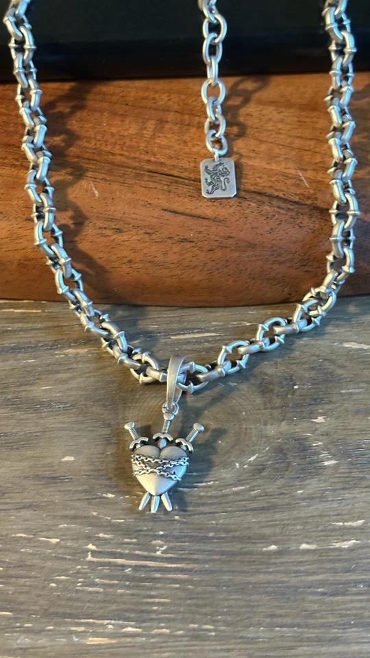 “Three of Swords” Pendant Spike Chain Necklace – 9mm – 70g – Solid 925 Silver - Image 4 of 4