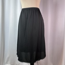Vintage Black Half Skirt Slip Women  s Sz S Black Nylon 1/2 Slip Shadowline