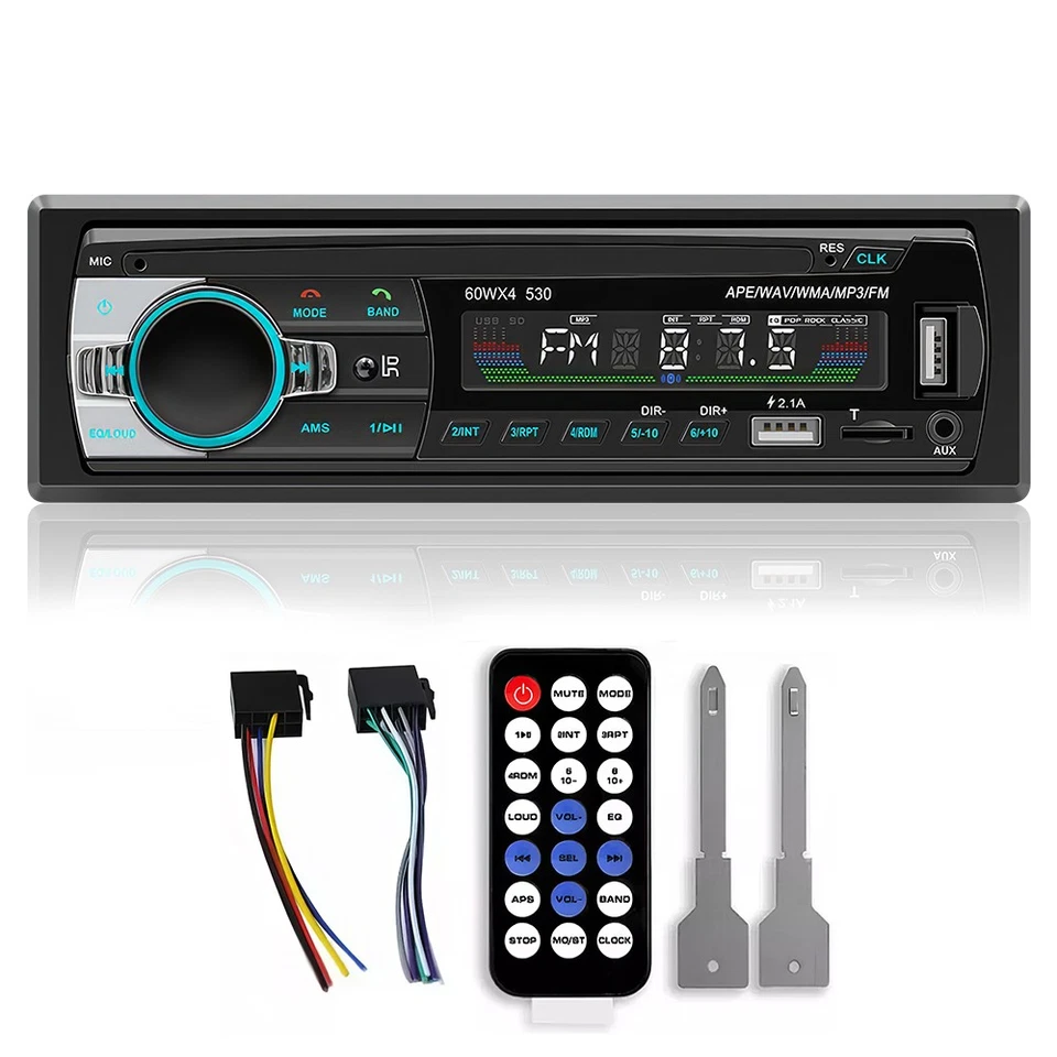 Single 1 DIN Car Stereo Radio Bluetooth MP3 Player AUX USB AM FM Audio Receiver - Image 2 of 4