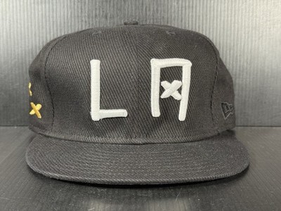 HUF SET LA X NEW ERA FITTED HAT CAP SIZE 7 3/8 BLACK BRAND NEW VINTAGE