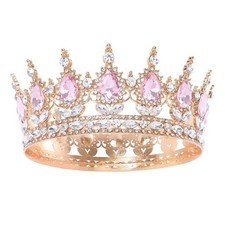 Pink Queen Crown for Girls Crystal Tiara for Birthday Princess Party Decor