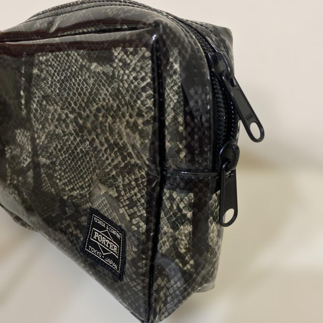 HEAD PORTER Python Pattern Vinyl Pouch 14cm x 21c… - image 3