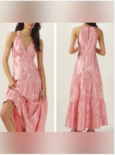Farm Rio Maxi Shimmer Sleeveless Pink Dress size XS
