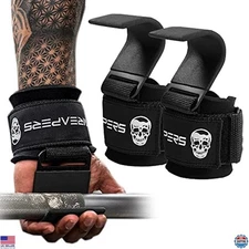 Gymreapers Heavy-Duty Weight Lifting Hooks - Power Wrist Straps for Grip Support