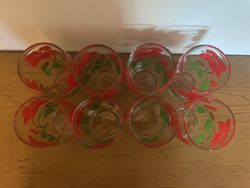 Set Of 8 Vintage Anchor Hocking Red Hibiscus Drinking Glasses 4 7/8” - Picture 4 of 6
