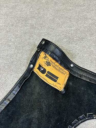 Vintage Leather Motorcycle Chaps Black Heavy Duty Biker Pants Adjustable Straps - Picture 3 of 6