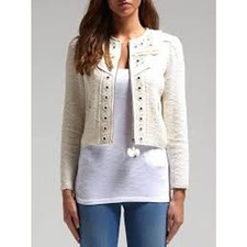 REBECCA TAYLOR White Mirror Embroidered Tweed Jacket - NWT - Size 8