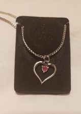 Heart, Red Stone Pendant On 18" Chain