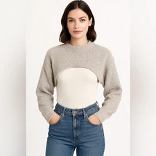 House of Harlow 1960 Heather Gray Cable Knit Shrug Sweater – Women’s Sz S (NWT)