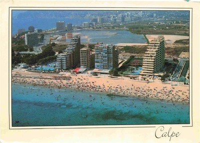 Calpe Calp Alicante ES Playa-la-Fosa Beach Hotels Aerial View Sea Bathers High