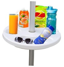 13" Beach Umbrella Table Tray for Beach, Patio, Garden, Swimming Pool A White