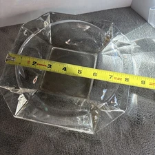 Vintage ash tray large heavy 8" octagon square clear glass cigar cigarette