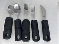 Large Grip Adaptive Silveware Set 2 Fork- 2 Spoon - 1 Knife