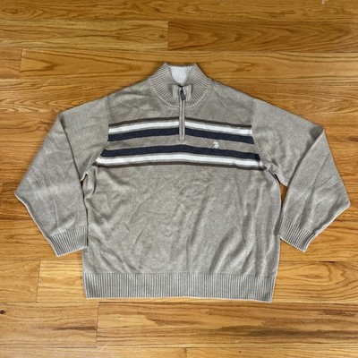 U.S. Polo Assn. Mens Beige 1/4-Zip Mock Sweater Size 2X Cotton Blend Preppy