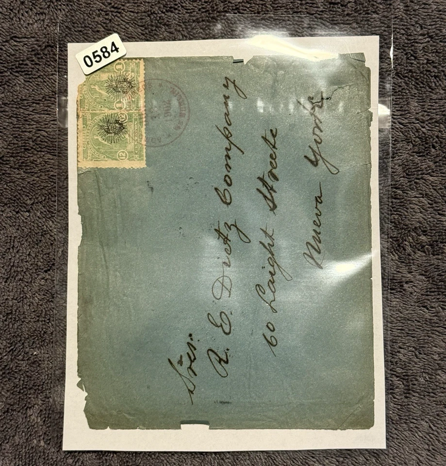 1902 Chile Cubierta a Nueva York R.E. Par Catedral Dietz Co 12c Santiago Foto 4 de 4