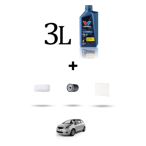 Hoffcar Wartungsset 3 Filter Und 3L ÖL FüR Toyota Yaris Ii (XP9) 1.0 51Kw Ab-image