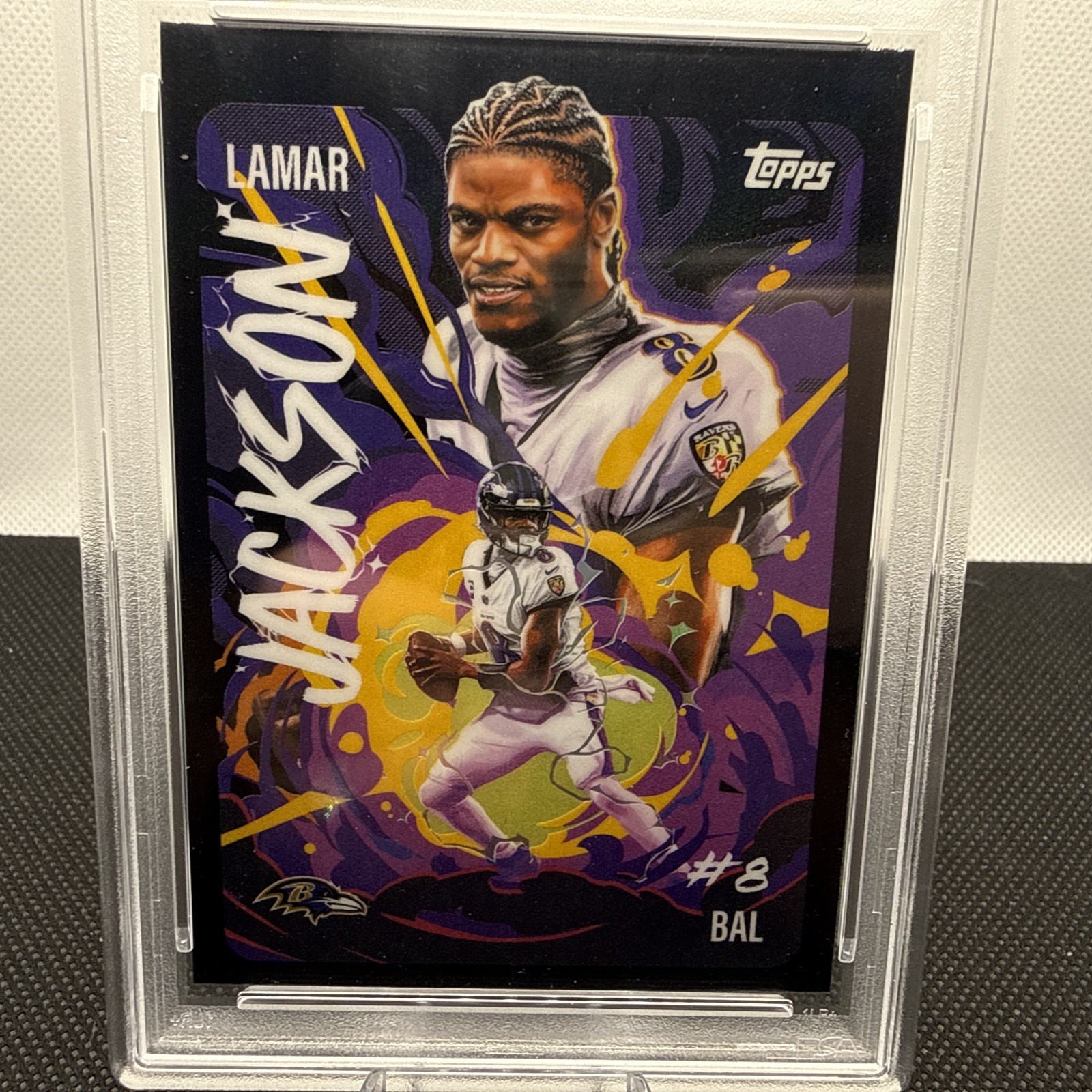 2025 Topps Chrome - Ultra Violet - Lamar Jackson #UV-11 - PSA - Ravens view 3