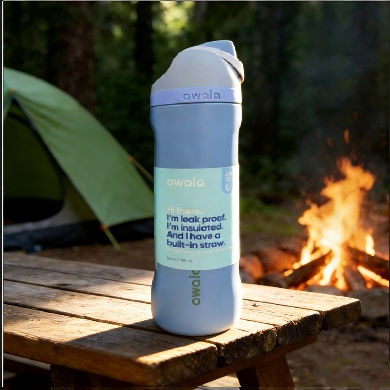 24oz 32oz Owala Freesip Stainless Steel Water Bottle Sea Salt Blue Gifts — image 2