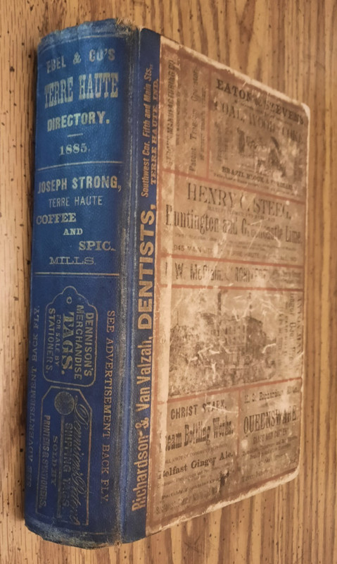 Ebel & Co's 1885 Terre Haute Indiana City Directory genealogy history VERY RARE