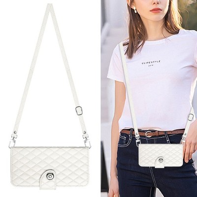 For iPhone Samsung Huawei Crossbody 7 Cards Wallet Case Flip Stand Cover +2Strap