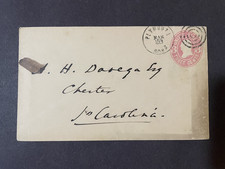 Antique 3c Pink Washington Stamped Envelope Cover Plymouth MA to Chester SC