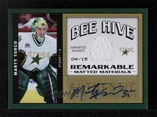 2006 Upper Deck Bee Hive Matted Materials Remarkable 4/15 Marty Turco Auto 1p0