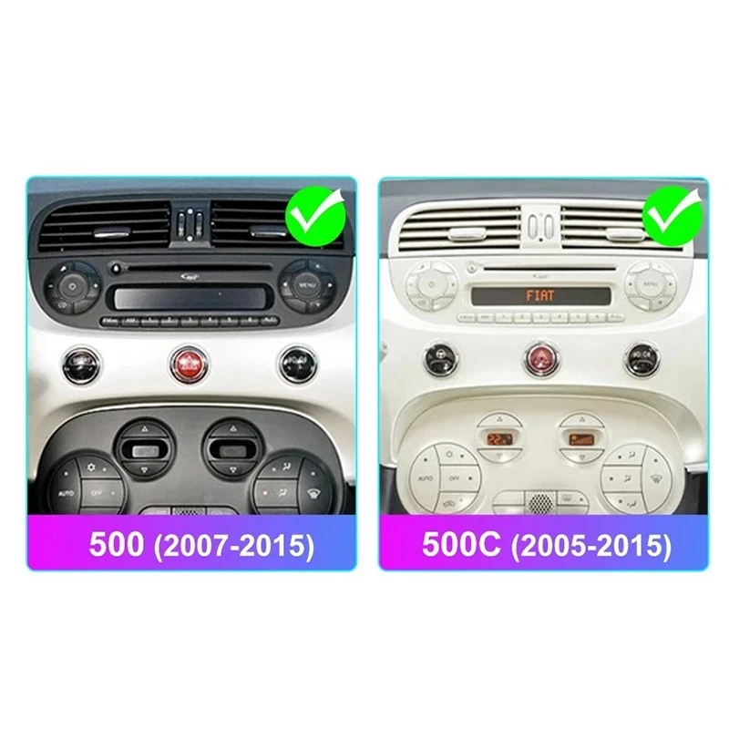 Autoradio 2 Din FIAT 500 (2007-2015) Android Auto CarPlay Wireless Bianca Nera - Immagine 3 di 4