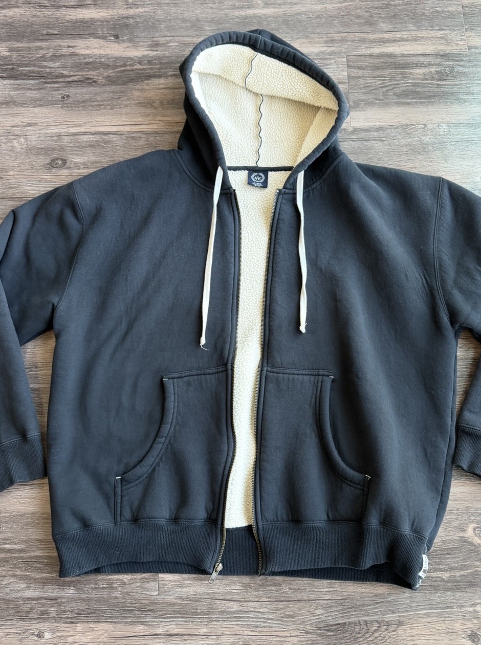 BAC Sherpa Lined Thick Heavyweight Full-Zip Hoodie Black Jackson Hole Wyoming