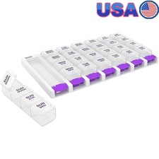 7 Day Pill Organizer Travel Medication Planner BPA-Free Easy Open Compartments