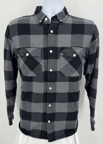 Everlane Men's Medium Flannel Button Down Shirt Cotton Black Plaid Long Sleeve - Picture 1 of 8