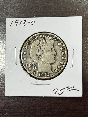 1913-D Barber Half Dollar - Better Grade - Strong Devices