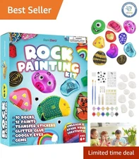 Creative Rock Painting Kit - Arts & Crafts for Kids Ages 6-12 with 10 Rocks