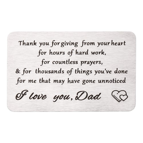 I LOVE YOU,Papà Portafoglio Card Love Note,Carta in Metallo per Lui, Argento - Foto 1 di 7