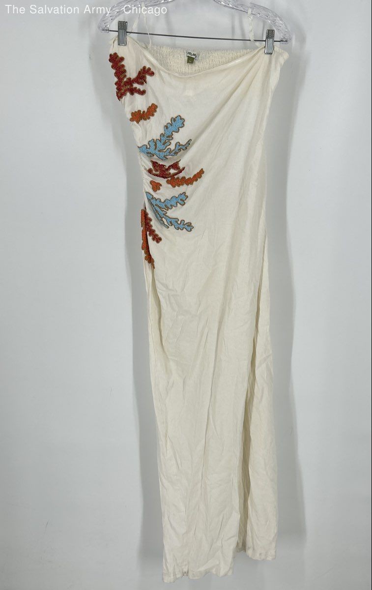 Celandine By Anthropologie Womens White Strapless Cutout Maxi Dress Size L