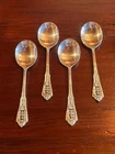 (4) Rose Point Wallace Sterling Silver Soup Spoon 6"