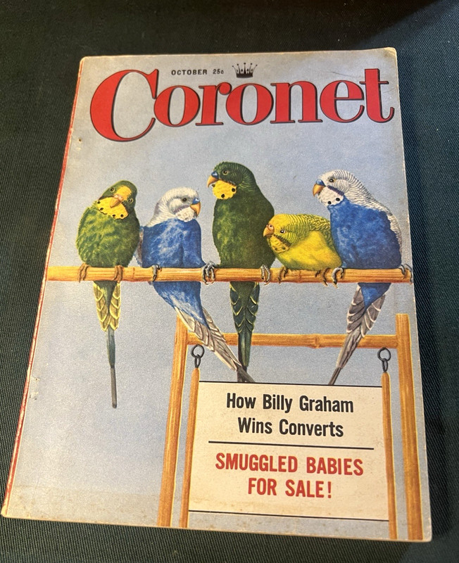 CORONET Magazine October 1954 Parakeet Cover Billy Graham Chesapeake County PLUS