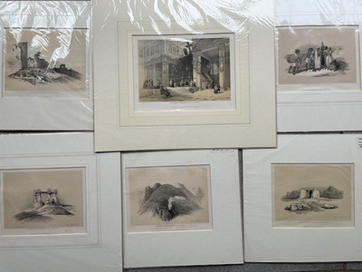 Auswahl original mattierter antiker Lithographien von David Roberts aus Ägypten um 1856