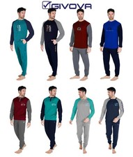 GIVOVA PIGIAMA UOMO LUNGO IN CALDO COTONE TUTA HOMEWEAR IN VARIE COLORI E TAGLIE