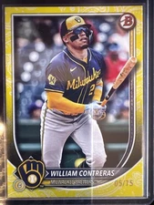 WILLIAM CONTRERAS IN COLOR MATCHING YELLOW PATTERN #70 2025 BOWMAN /75