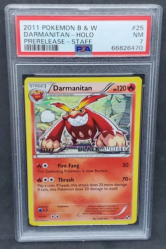 Pokemon PSA 7 NM Darmanitan 25/114 Black & White Prerelease STAFF Promo S#6470