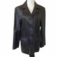 Leather House Florence Italy Long Biker Jacket Button Coat Genuine Medium
