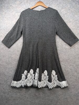 Beige By ECI Dress Womens 14 Gray Knit Lace Trim 3/4 Sleeve A-Line Preppy Retro | eBay Beige By ECI Dress Womens 14 Gray Knit Lace Trim 3/4 Sleeve A-Line Preppy Retro | eBay