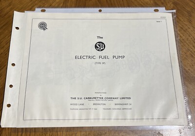 BMC Original SU Carburetter Parts List Electric Fuel Pump Type SP AUA221