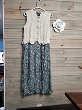 Vintage Jamie Brooke Maxi Dress Sz 12 Croche Back Dress Green Vest Top Dress 
