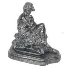 GREEK REVIVAL STYLE DEMETER CERES GODDESS PAINTED BRONZE STATUE