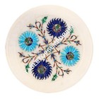 Weißer Mable-Teller, türkisfarbener Lapis-Edelstein, Küchengeschenk, Dekor...