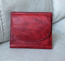 Red 100% Leather Wallet For Girl, Small Cute Coin Purse, RFID Safe Girls Wallet