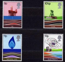 GREAT BRITAIN #827-830 MNH OIL, COAL, NATURAL GAS & NUCLEAR POWER