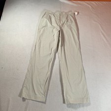 Talbots Pants Womens 10 Green Striped Preppy Boho Lightweight Stretch New 30x30