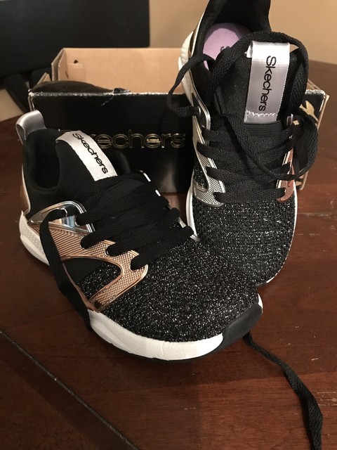 skechers shine status black